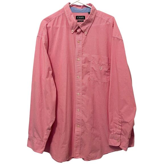 Chaps Button Down Shirt Pink Gingham Check Mens 3XB - Picture 1 of 10